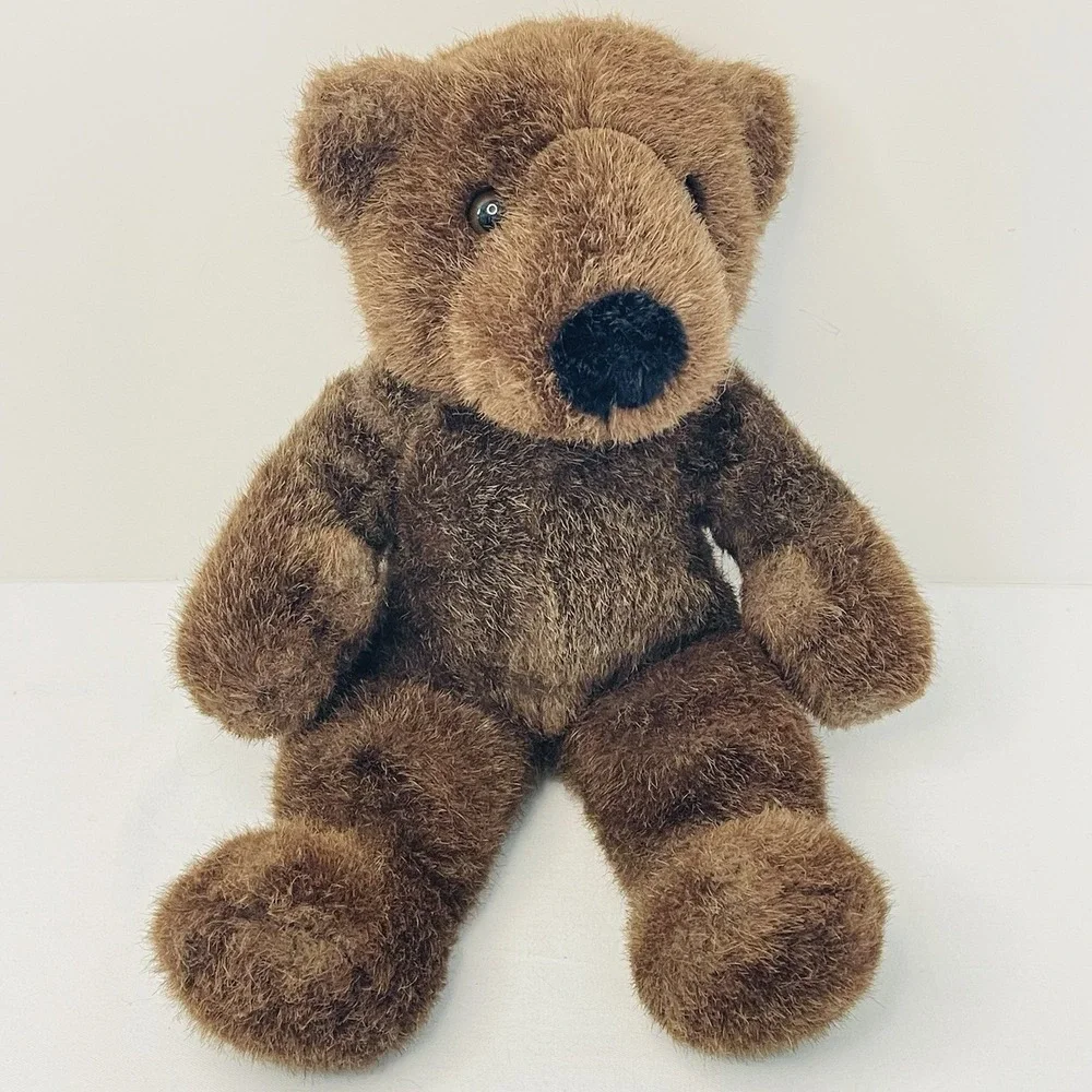 Vtg‎ Eden Toys Plush Dk Brown Bear Black Nose Stuffed Animal 15